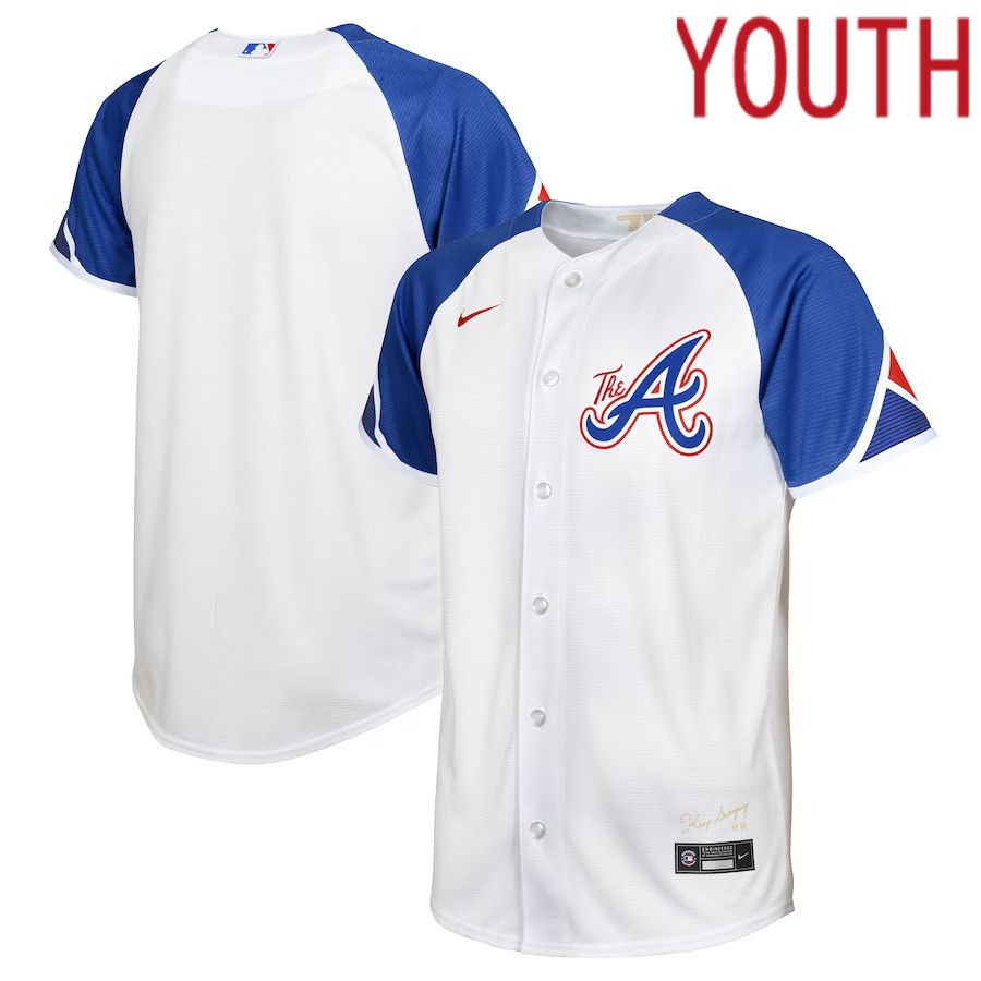 Youth Atlanta Braves Nike White 2023 City Connect Replica MLB Jersey